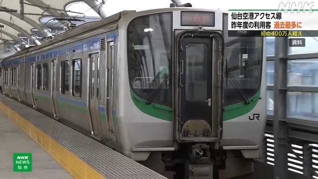 仙台空港アクセス線 昨年度利用客 過去最多４００万人超｜NHK 宮城県のニュース