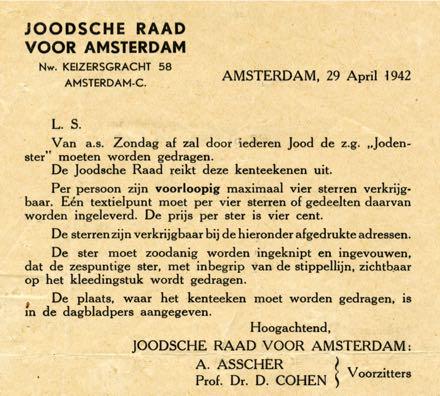 今日1942年：すべてのユダヤ人は、ユダヤ人の星を着る義務があります。