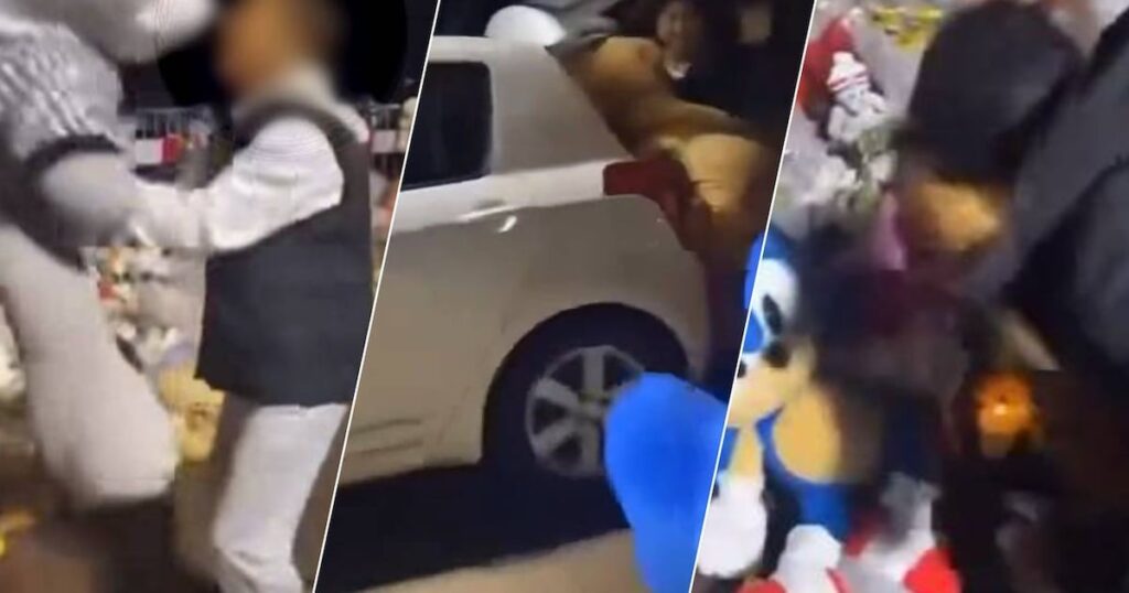 男性は笑いを盗む抱擁メモリアルプレイスジェフリーとエマ、家族は「恐ろしい」ビデオを見つけます