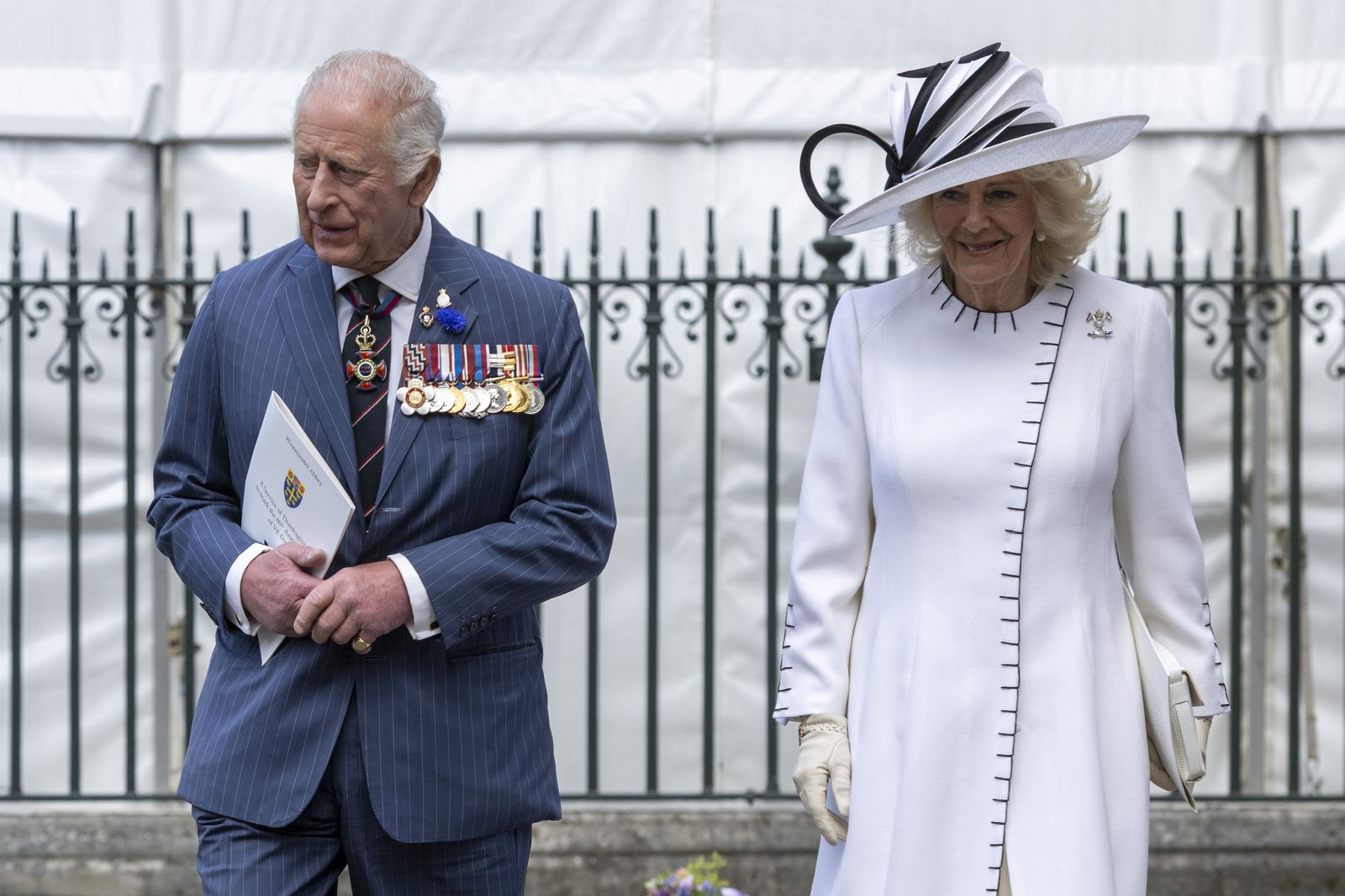 チャールズ国王、カミラ王妃King Charles III and Queen Camilla attend a Service of Thanksgiving at Westminster Abbey for the 80th...