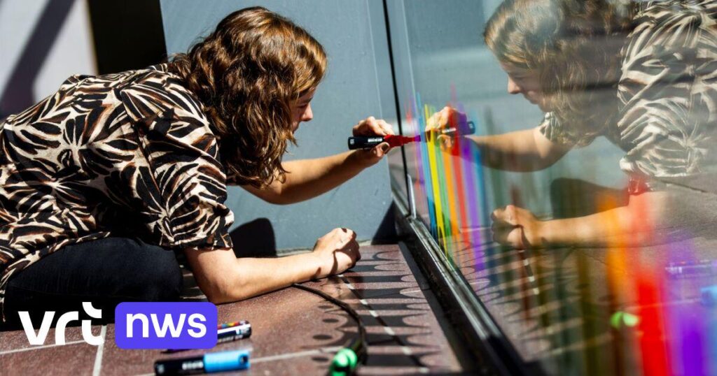 「LGBとトランスジェンダー恐怖症に対する日」は、Genk：Town Hall、Library、Shop Windows on Regenboog色で1週間かかります。
