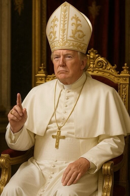 教皇がオンラインで離陸したときの自分の見かけのAI写真を投稿するトランプ