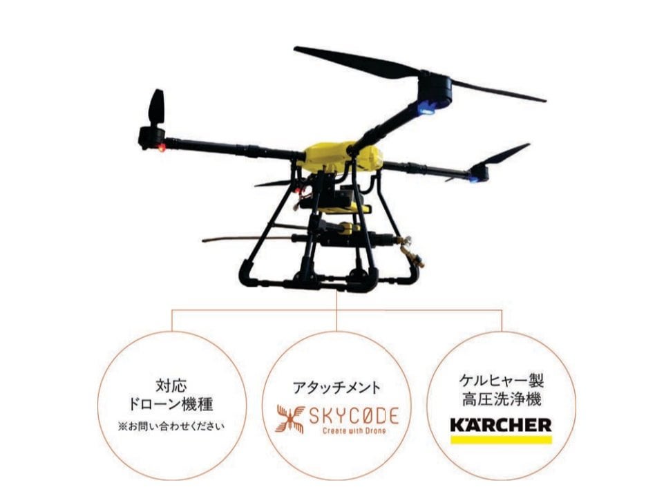 ケルヒャー「空飛ぶ高圧洗浄機」社会実装へ ドローンで高所を清掃