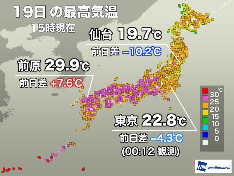 関東は気温が右肩下がりで肌寒いくらいに 明日は一変し真夏日予想