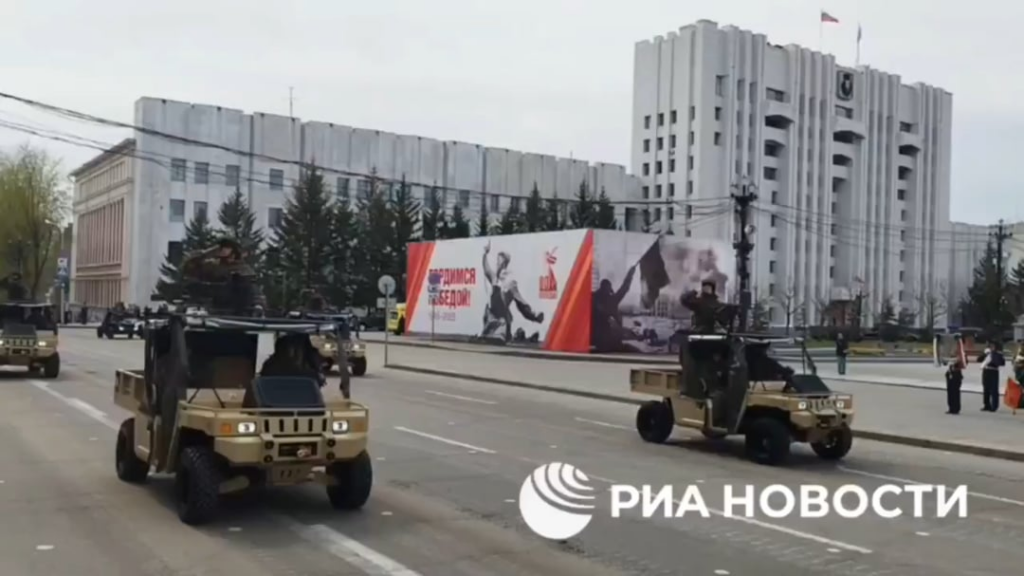 ハバロフスクのロシア軍パレードでの中国のゴルフカート。残念ながら、e-scooter旅団はそこに到達しませんでした..多分来年。 2025年5月9日