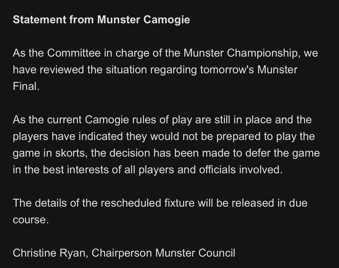 Munster Camogie Statement
