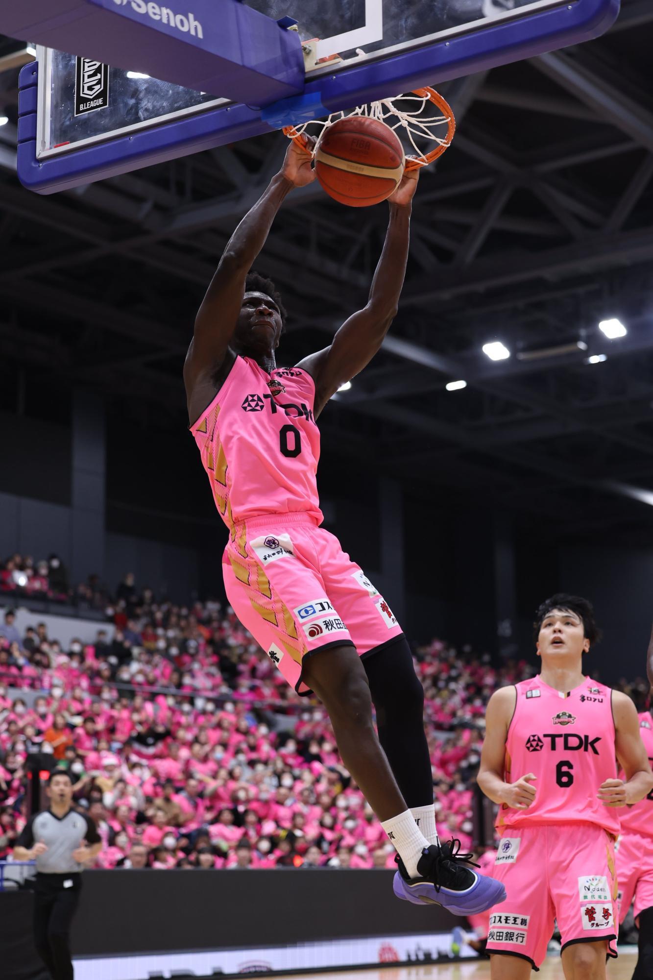 身体能力の高さを武器にBリーグ1年目で1試合20点を3度記録したガディアガ　写真提供・秋田ノーザンハピネッツ