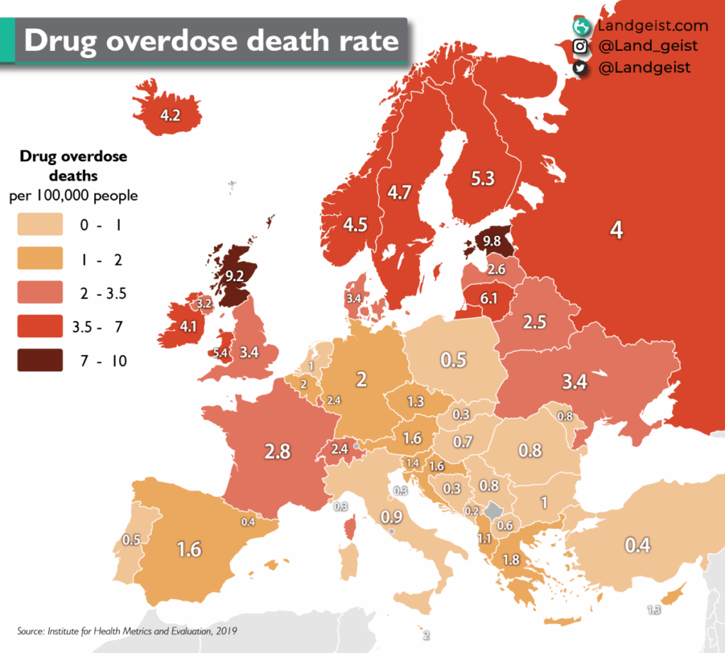 薬物過剰摂取死亡率。