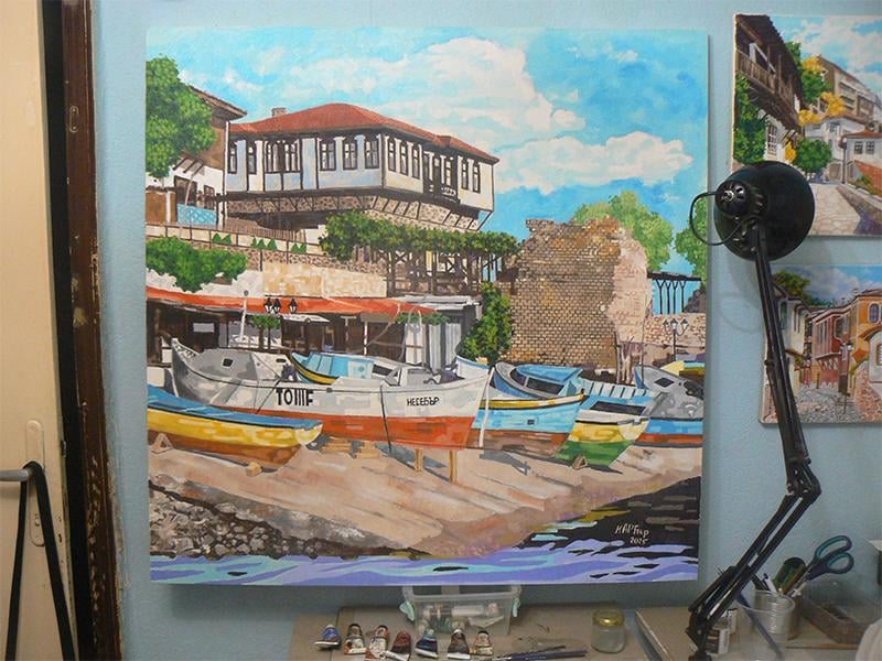 ネセバル。キャンバスは1メートルあたりメートルです。私の大きな油絵の1つ。