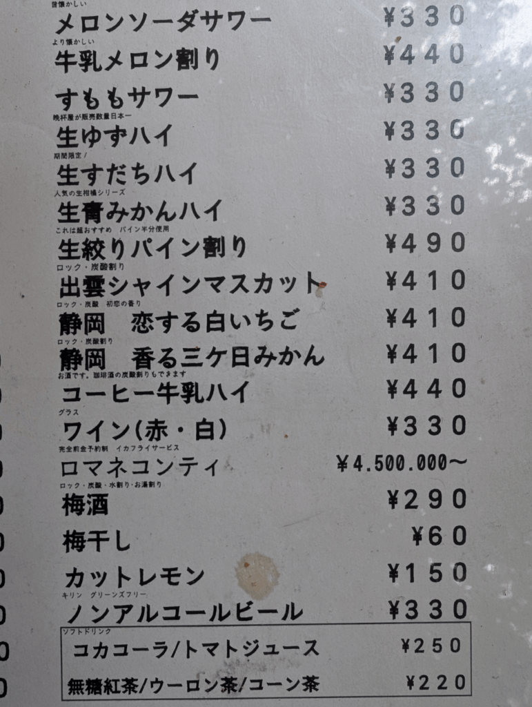 いろいろあるなあ‥‥のーもらちゃんは何を頼む？