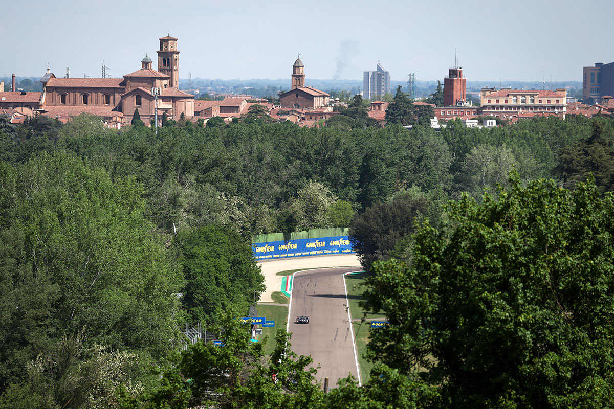 The Autodromo Internazionale Enzo e Dino Ferrari and the adjacent city area