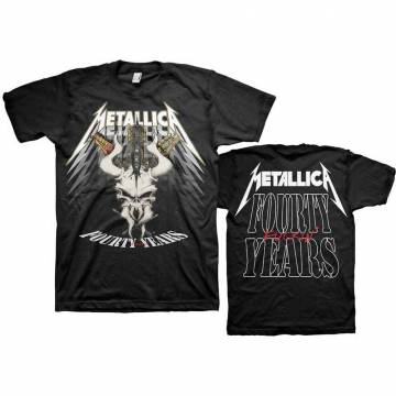 【予約商品】METALLICA バンドTシャツ ユニセックス: 40th Anniversary Forty Years (Black) (Back Print) - BLACK