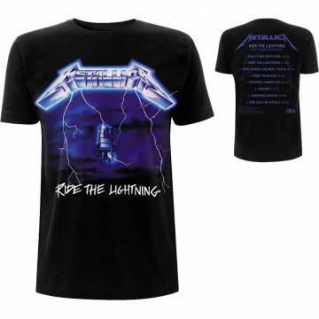 【予約商品】METALLICA バンドTシャツ ユニセックス: Ride The Lightning Tracks (Black) (Back Print) - BLACK