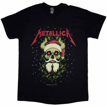 【予約商品】METALLICA バンドTシャツ ユニセックス: Santa Horns (Black) - BLACK
