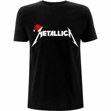 【予約商品】METALLICA バンドTシャツ ユニセックス: Santa Hat Logo (Black) - BLACK
