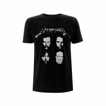 【予約商品】METALLICA バンドTシャツ ユニセックス: 4 Faces (Black) (Back Print) - BLACK