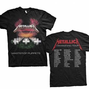 【予約商品】METALLICA バンドTシャツ ユニセックス: Master of Puppets European Tour '86. (Black) (Back Print) - BLACK