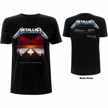 【予約商品】METALLICA バンドTシャツ ユニセックス: Master of Puppets Tracks (Black) (Back Print) - BLACK