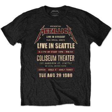 【予約商品】METALLICA バンドTシャツ ユニセックス: Seattle '89 (Black) - BLACK
