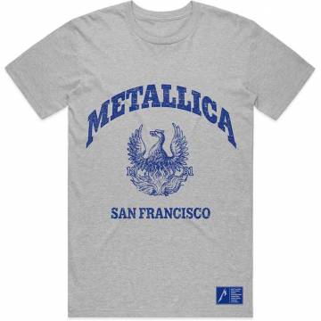 【予約商品】METALLICA バンドTシャツ ユニセックス: College Crest (Grey) - GREY