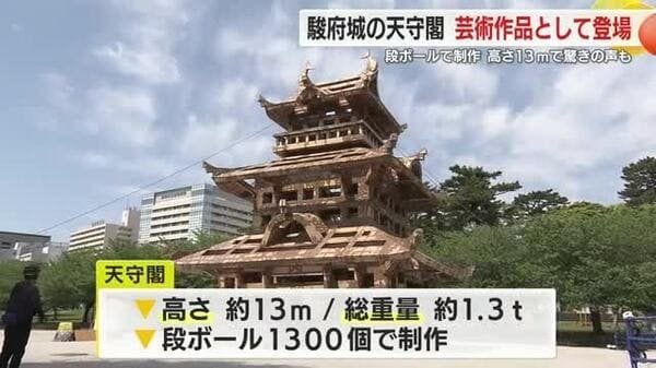 徳川家康ゆかり駿府城 天守閣の登場に驚きの声 「どうやって！？」 段ボール製の芸術作品