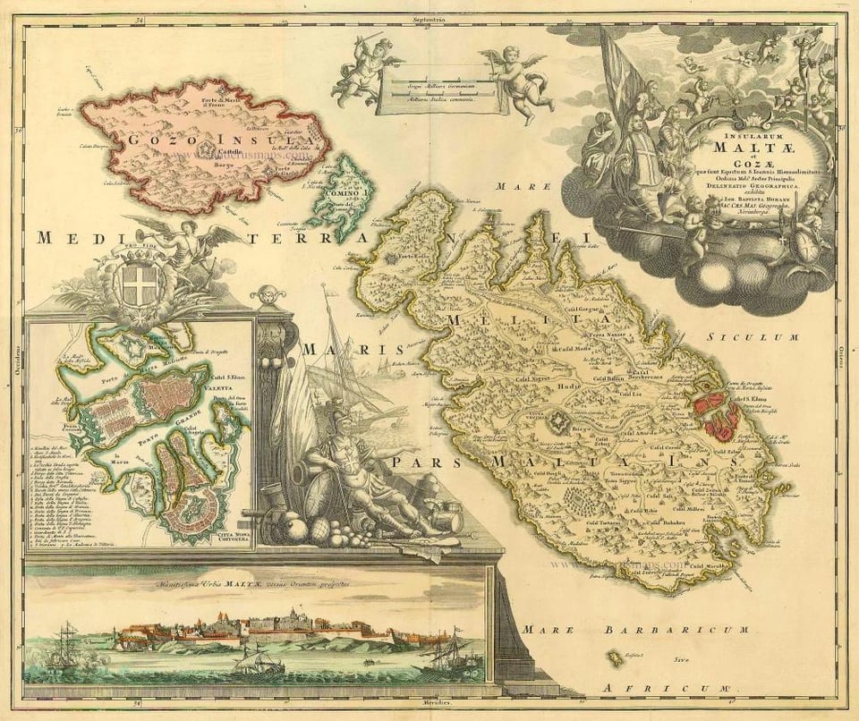 マルタ諸島の古い地図の購入（印刷）