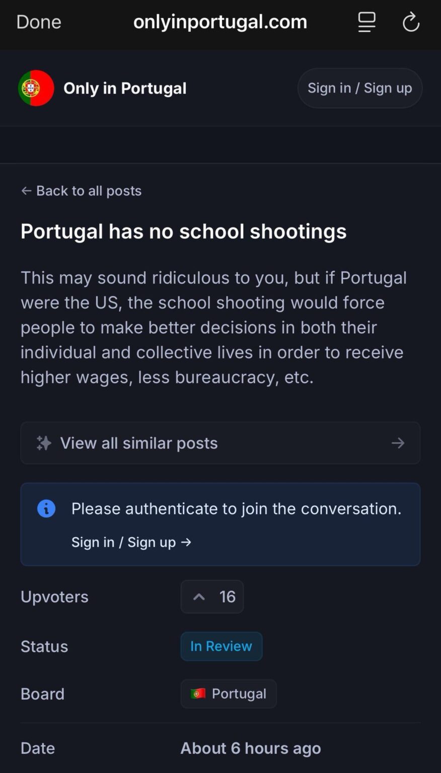 ポルトガルには学校の銃撃はありませんが...