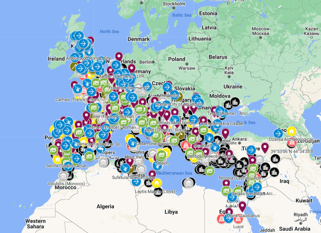 1000以上の古代ローマのサイトの地図