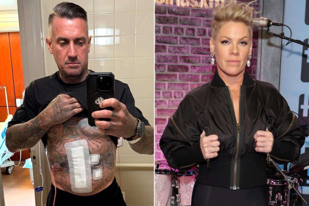 キャリー・ハートは、残忍な怪我を明らかにした投稿で妻のピンクに謝罪します：「私の小腸を私の結腸から切断しました」