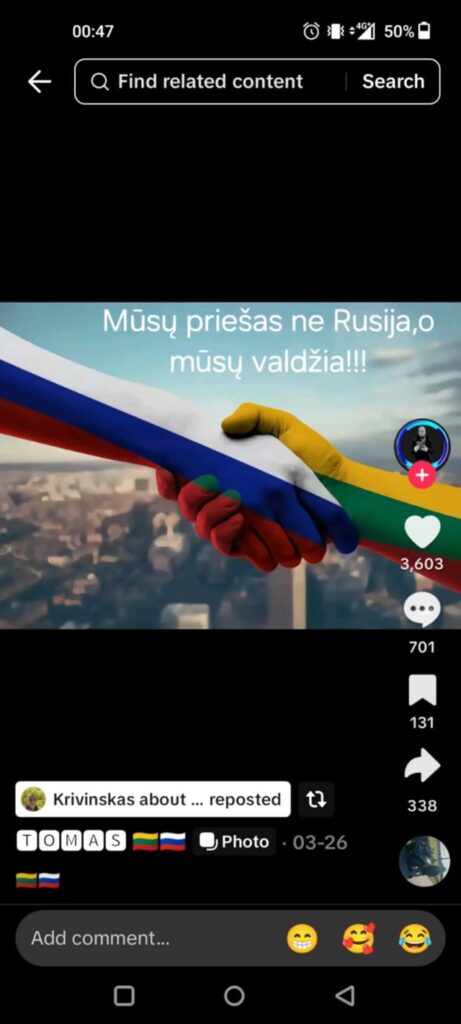 Skirmantas Krivinskas「私は平和のために」ロシアと一緒にビーしましょう」