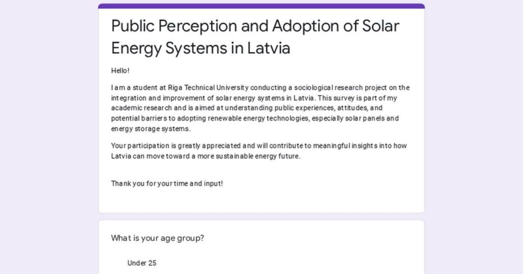 ラトビアの太陽エネルギーシステムの一般の認識と採用に関する調査