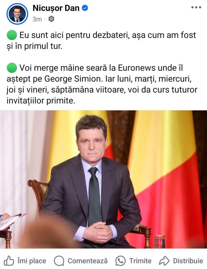 nicușorはシミオンに返信します