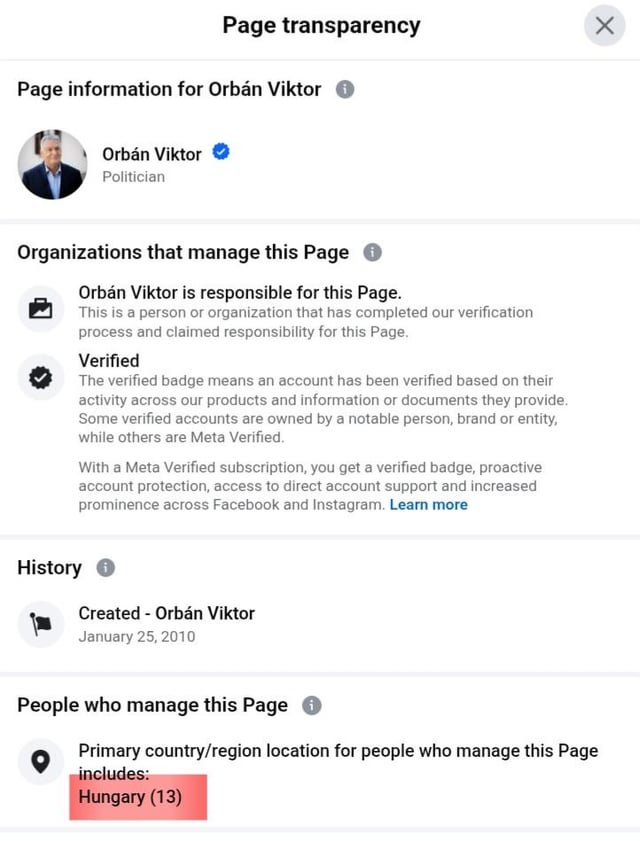 ViktorOrbánのFacebookページは、MPが自分で投稿されている13（！）Studioによって編集されています。