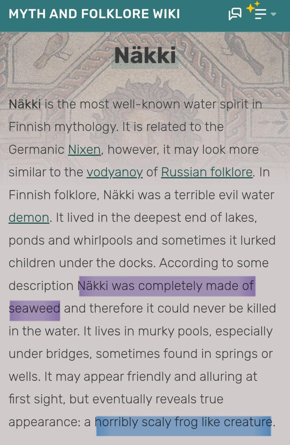 フィンランドの神話/民間伝承：Näkkiのより明確な情報と芸術をどこで見つけるか？