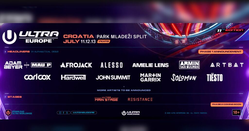 Ultra Europe 2025 第一弾ラインナップ発表 | EDM MAXX Ultra Europe 2025 第一弾ラインナップ発表 | EDM MAXX