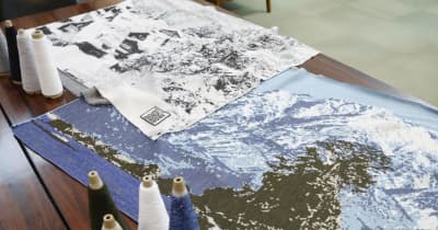 富山の絶景、ブランケットに再現　細かい編み目、写真と見間違うほど ｜ 共同通信