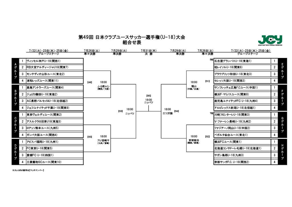 第49回 日本クラブユースサッカー選手権（U-18）大会 マッチスケジュール決定のお知らせ | 愛媛FC公式サイト【EHIME FC OFFICIAL SITE】