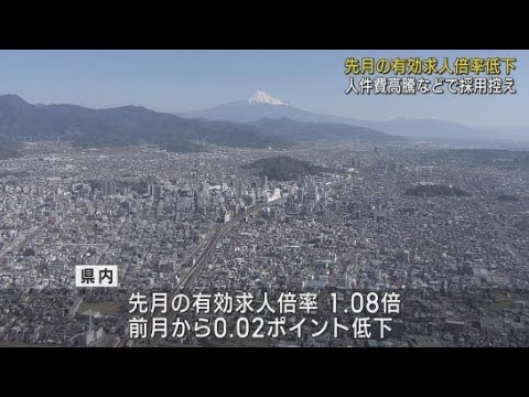 YouTube Video 人件費高騰などで企業の求人数が減少　５月の静岡県内の有効求人倍率は前月を下回る