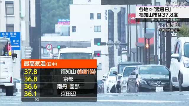 京都 猛暑日 福知山で全国最高37.8度 熱中症疑い搬送も|NHK 京都府のニュース 京都 猛暑日 福知山で全国最高37.8度 熱中症疑い搬送も|NHK 京都府のニュース