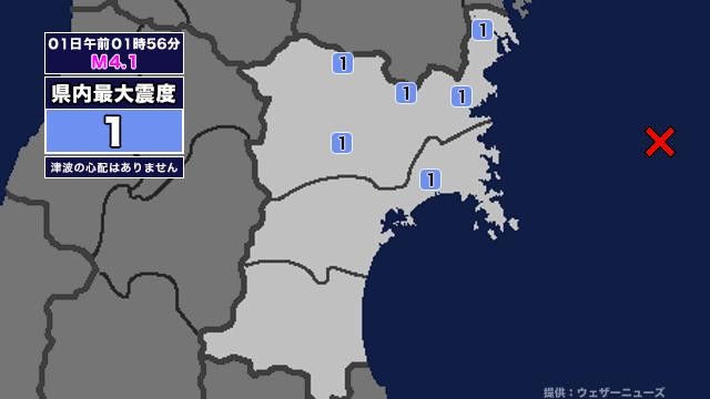 【地震】宮城県内で震度1 宮城県沖を震源とする最大震度1の地震が発生 津波の心配なし（khb東日本放送） - Yahoo!ニュース - Yahoo!ニュース