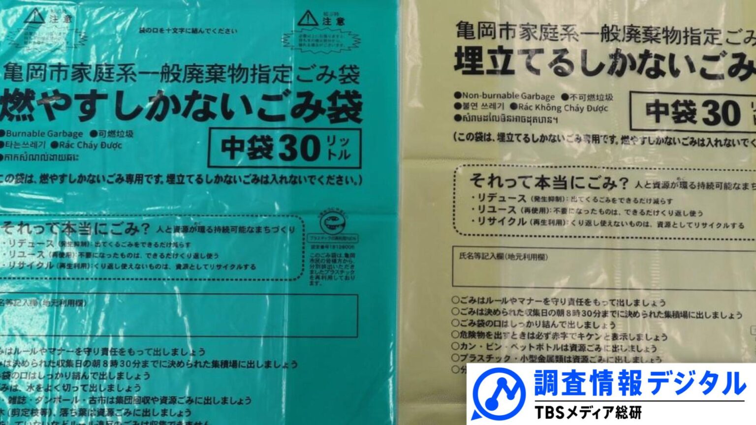 ごみ袋の“名称変更”で年間2000トンのごみ削減、京都府亀岡市の工夫と市民の意識＜シリーズSDGsの実践者たち＞【調査情報デジタル】（TBS NEWS DIG Powered by JNN）