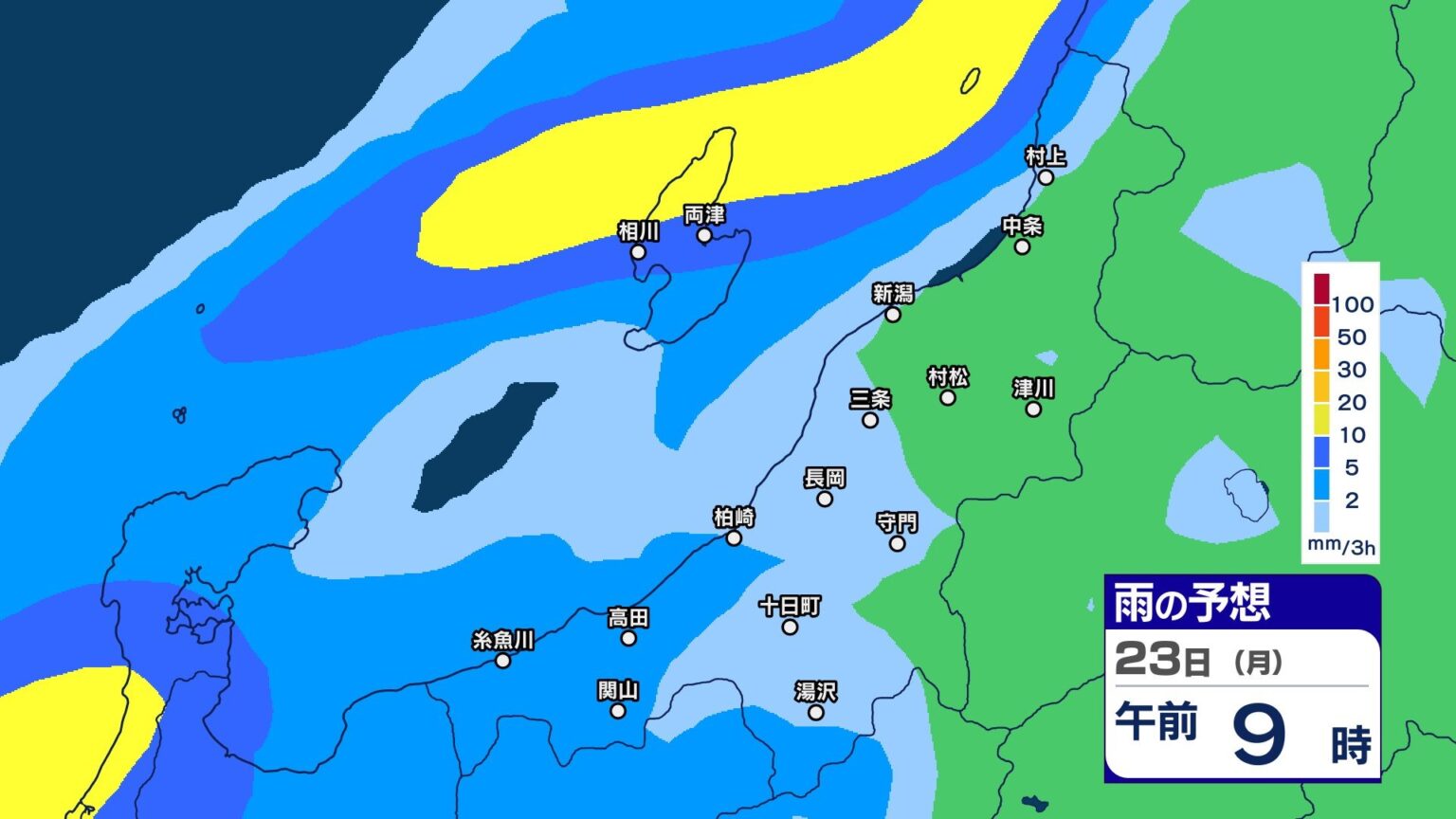 北陸地方に前線停滞 新潟県では佐渡で雷を伴った激しい雨か “警報級の大雨”の恐れも 今週は梅雨空が続き雨模様の日が多い見込み【3時間ごとの雨シミュレーション・22日午後9時現在】（ＢＳＮ新潟放送） - Yahoo!ニュース - Yahoo!ニュース
