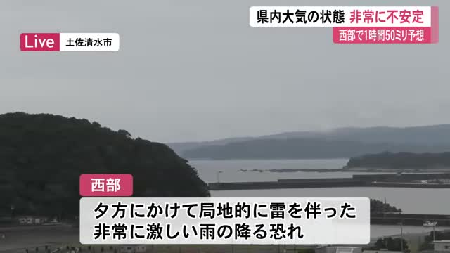 《高知県西部》6月24日夕にかけて局地的に雷を伴った非常に激しい雨の降る恐れ 低い土地の浸水に注意を（高知さんさんテレビ） - Yahoo!ニュース - Yahoo!ニュース
