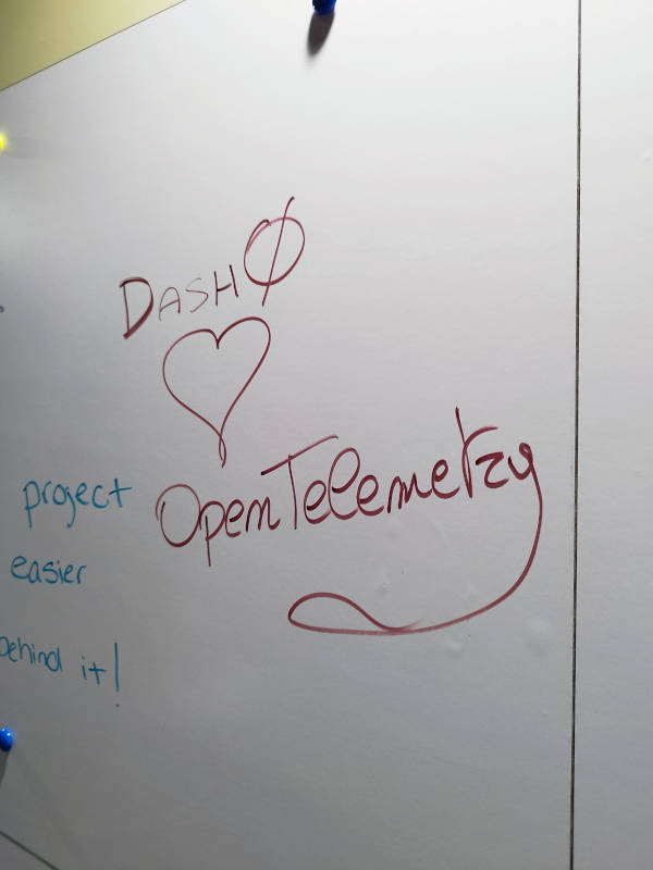 ジョブボードにも「Dash0 Loves OpenTelemetry」という手書きでOpenTelemetry推しをアピール