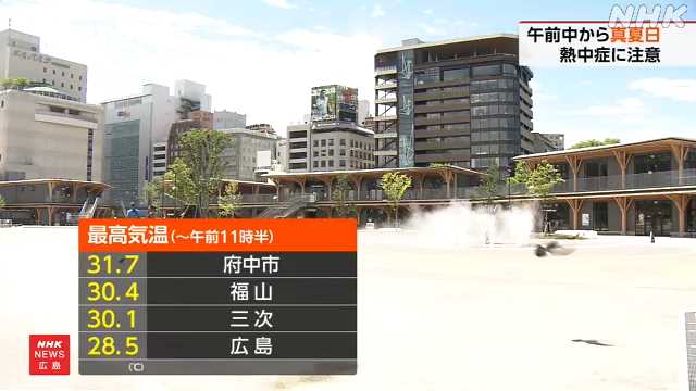 広島県内 気温上昇 すでに真夏日のところも 熱中症対策を - nhk.or.jp