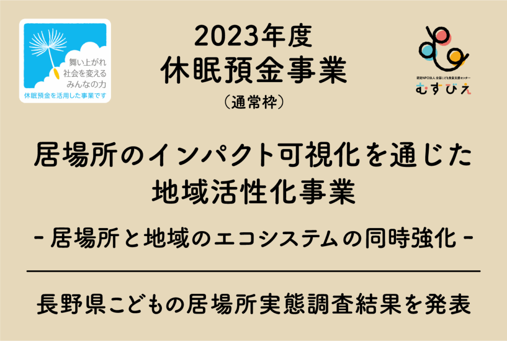 【お知らせ】2023年度 休眠預金事業（通常枠）実行団体「長野県みらい基金」が 、長野県こどもの居場所実態調査結果を発表｜新着情報 – むすびえ
