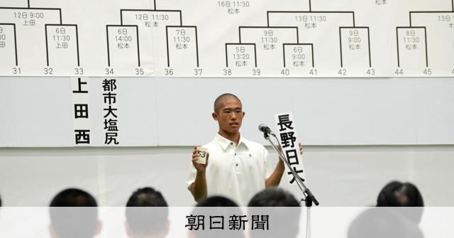 昨夏代表の長野日大は阿智と初戦　高校野球・長野大会の組み合わせ - 高校野球 [長野県]：朝日新聞