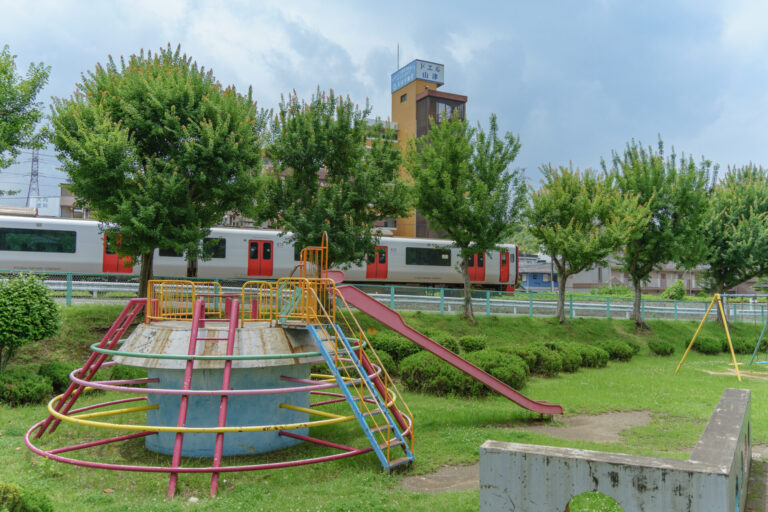 【桃園公園】広い敷地に遊具も豊富！電車が見える公園│LOG OITA
