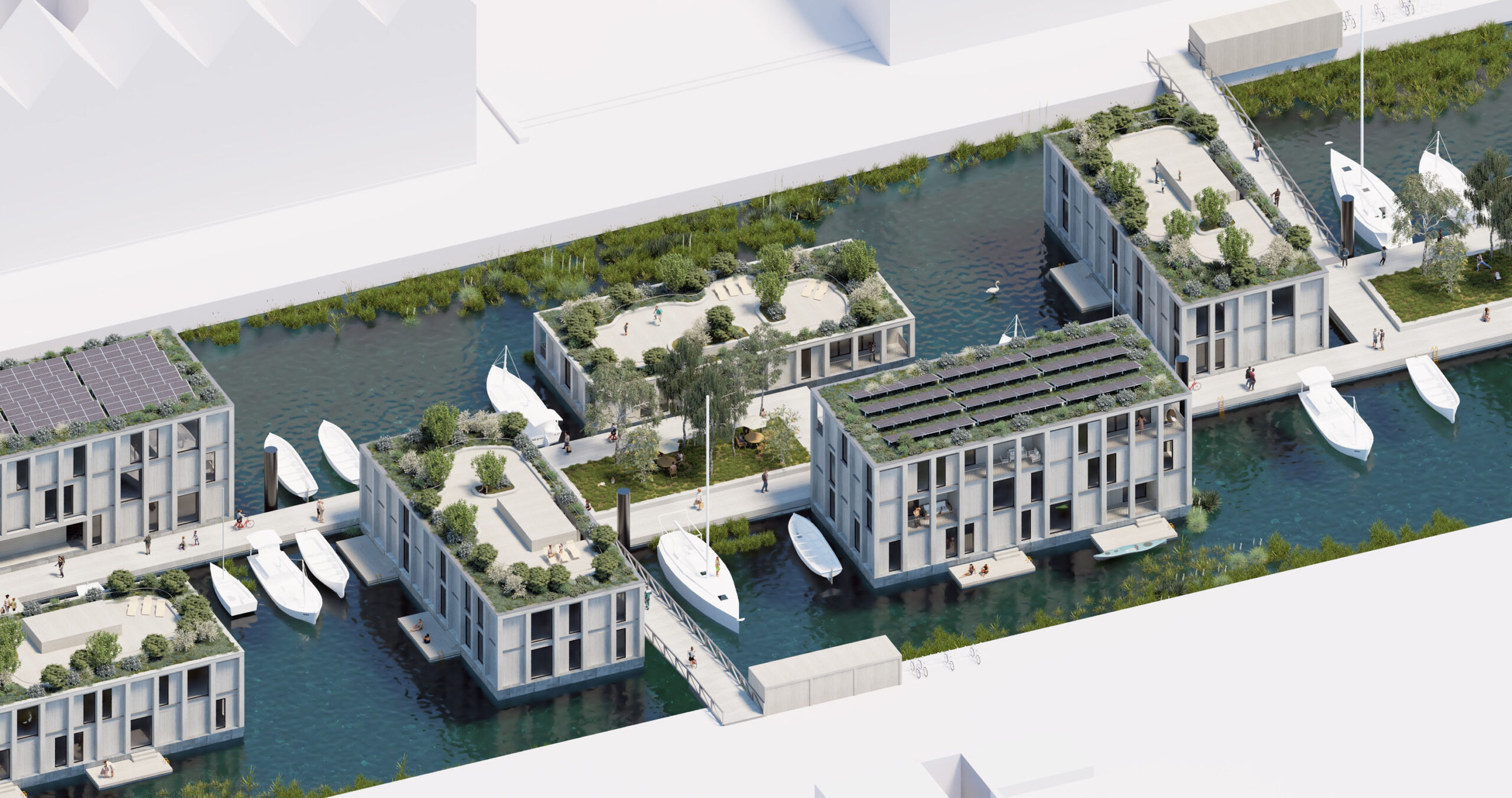 〈スポールウェフハーヴェ・フローティングコミュニティ(Spoorweghaven floating community)〉設計:MAST