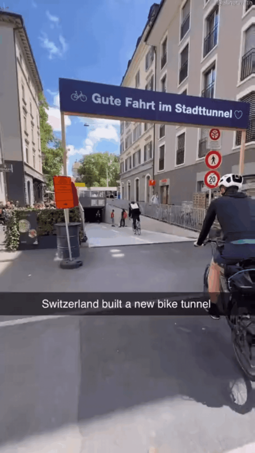 スイスの自転車トンネルをスムーズに乗せます